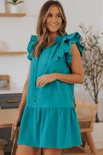 Load image into Gallery viewer, Tiered Ruffled Sleeves Mini Dress with Pockets