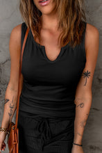 Load image into Gallery viewer, Split Neck Ribbed Knit Tank Top
