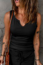 Load image into Gallery viewer, Split Neck Ribbed Knit Tank Top