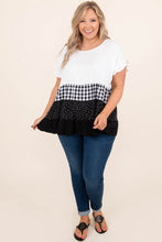 Load image into Gallery viewer, Plaid Dot Ruffled Plus Size Babydoll Top