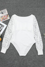 Load image into Gallery viewer, Lace Sleeves Square Neck Bodysuit