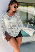 Load image into Gallery viewer, Hollow Out Crochet V Neck Pullover Sweater