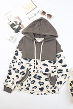Load image into Gallery viewer, Print Color Block Pocketed Drawstring Hoodie