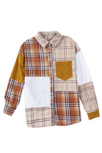Load image into Gallery viewer, Plaid Color Block Patchwork Shirt Jacket with Pocket