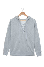 Load image into Gallery viewer, Grey Casual Solid Color Lace-up Hoodie
