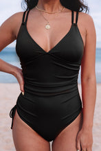 Load image into Gallery viewer, Adjustable Straps Ribbed Knit One Piece Swimsuit