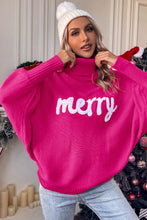 Load image into Gallery viewer, Merry Letter Embroidered High Neck Sweater