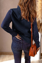 Load image into Gallery viewer, Navy Stand Neck Waffle Zip up Sweatshirt