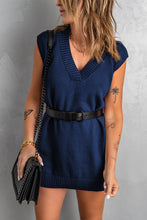 Load image into Gallery viewer, Dark Blue Knit Vest Pullover Sweater