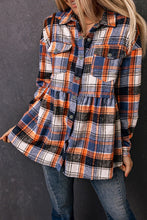 Load image into Gallery viewer, Multicolor Plaid Button Down Ruffled Shirt Jacket