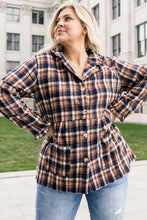 Load image into Gallery viewer, Yellow Plaid Print Button-up Turn Down Collar Plus Size Coat
