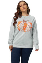 Load image into Gallery viewer, Halloween Pumpkin Leopard Print Plus Size Sweatshirt