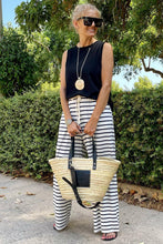 Load image into Gallery viewer, Drawstring Striped Wide Leg Pants
