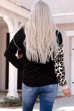 Load image into Gallery viewer, Leopard Patchwork Buttoned Hooded Sweatshirt