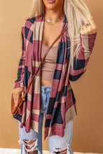 Load image into Gallery viewer, Draped Open Front Plaid Cardigan