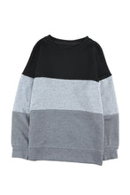 Load image into Gallery viewer, Colorblock Black Contrast Stitching Sweatshirt with Slits