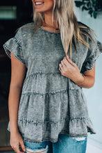 Load image into Gallery viewer, Flutter Sleeves Tiered Denim Top