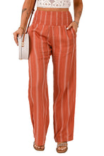 Load image into Gallery viewer, Striped Shirred High Waist Straight Leg Pants