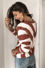 Load image into Gallery viewer, Striped Colorblock V Neck Knitted Sweater