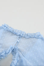 Load image into Gallery viewer, Layered Ruffled Open Back Puff Sleeve Swiss Dot Mini Dress