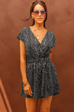Load image into Gallery viewer, Leopard Print Belted V Neck Short Sleeve Romper