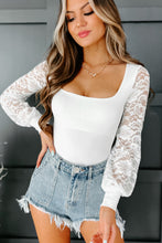 Load image into Gallery viewer, Lace Sleeves Square Neck Bodysuit