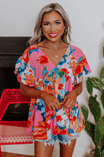 Load image into Gallery viewer, Abstract Print V Neck Flutter Sleeve Blouse