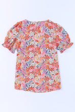 Load image into Gallery viewer, Multicolor Mix Floral Pattern Bubble Sleeve Blouse