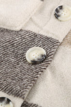 Load image into Gallery viewer, Khaki Plaid Color Block Buttoned Long Sleeve Jacket with Pocket