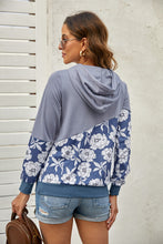 Load image into Gallery viewer, Floral Splicing Cowl Neck Hoodie