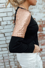 Load image into Gallery viewer, Sequin Shoulder Long Sleeve Top