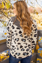 Load image into Gallery viewer, Print Color Block Pocketed Drawstring Hoodie