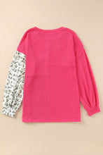 Load image into Gallery viewer, Leopard Patchwork Color Block Ribbed Long Sleeve Top