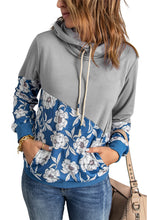 Load image into Gallery viewer, Floral Splicing Cowl Neck Hoodie