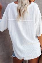Load image into Gallery viewer, Waffle Knit Drop Shoulder Loose Top