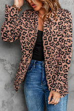 Load image into Gallery viewer, Lapel Collar Zipper Drawstring Leopard Coat