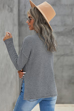 Load image into Gallery viewer, Henley Pullover Drop Shoulder Sweater with Slits