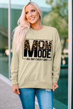 Load image into Gallery viewer, Khaki MOM MODE Leopard Print Long Sleeve Sweatshirt