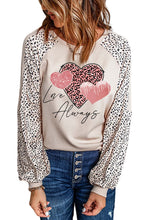 Load image into Gallery viewer, Khaki Love Always Heart Leopard Color Block Top