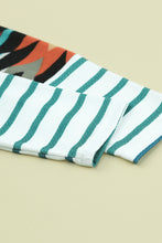 Load image into Gallery viewer, Multicolor Geometric Color Block Open Front Long Cardigan