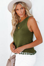 Load image into Gallery viewer, Tasseled Crochet Hollow-out Knit Tank