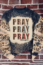 Load image into Gallery viewer, PRAY Letter Leopard Bleached Color Block Sweatshirt