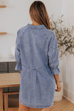 Load image into Gallery viewer, Buttoned Long Sleeve Denim Mini Dress