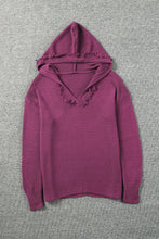 Load image into Gallery viewer, V Neck Ribbed Drop Shoulder Hooded Sweater