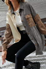 Load image into Gallery viewer, Color Block Leopard Patched Corduroy Shacket