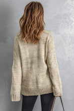 Load image into Gallery viewer, Khaki V neck Drop Shoulder Knitted Sweater