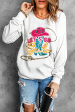 Load image into Gallery viewer, Beige Lets Go Girls Hat Boots Graphic Print Pullover Sweatshirt

