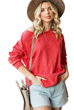 Load image into Gallery viewer, Waffle Knit Side Slit Pullover Top