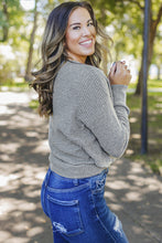 Load image into Gallery viewer, Black/Pink/Gray/Khaki/Apricot Wrap V Neck Waffle Sweater