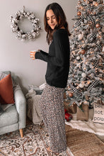 Load image into Gallery viewer, Long Sleeve Top and Leopard Print Pants Lounge Set